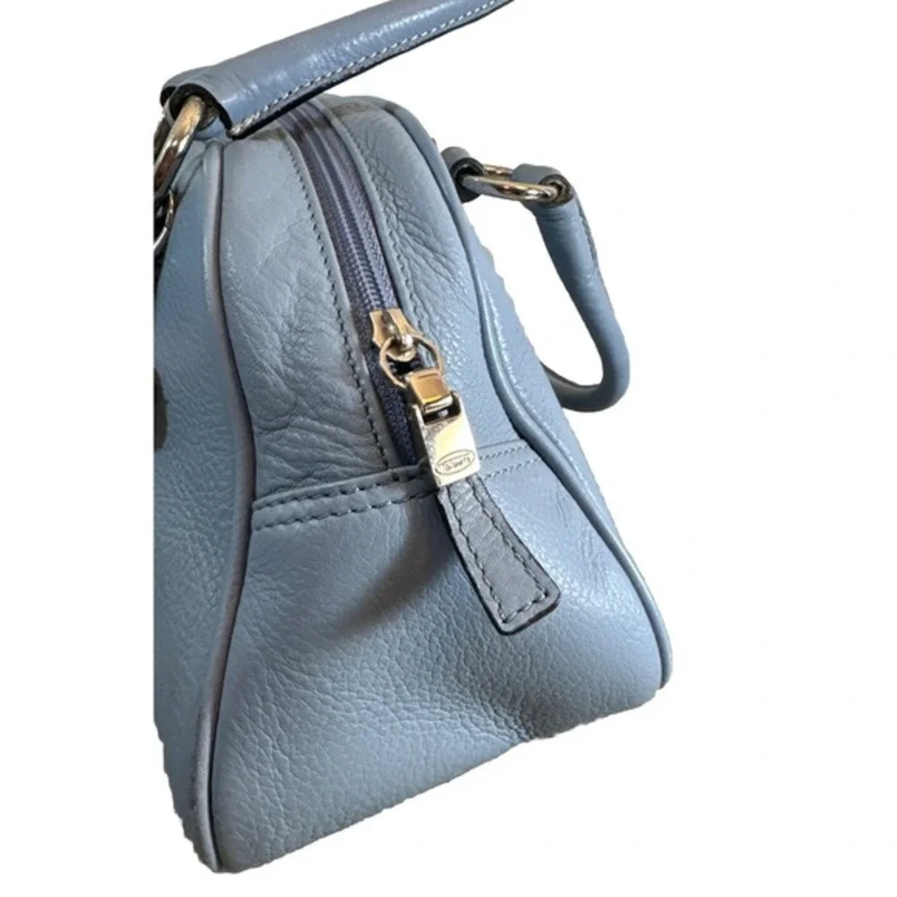 Talbots Blue leather satchel handbag Purse Tote‎ Bag